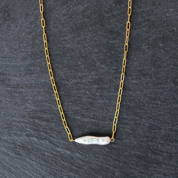 Pearl Necklace & Bracelet Set Bundle Waterproof Jewelry Baroque Pearl Necklace - Picture 8 of 14